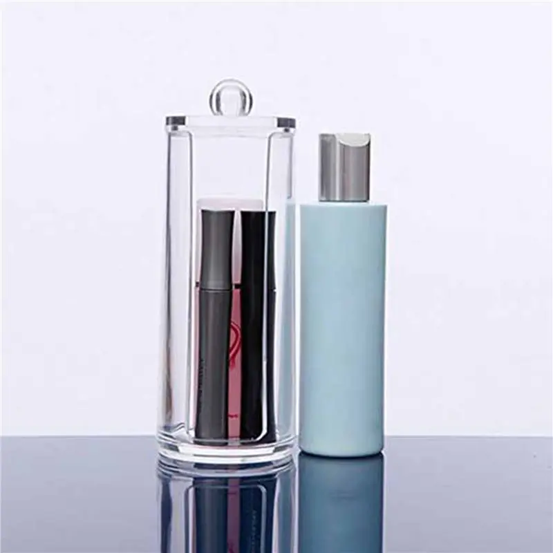 A84E-2X Facial Makeup Container Cotton Pads Round Dispenser With Lid Clear Acrylic Dispenser Cotton