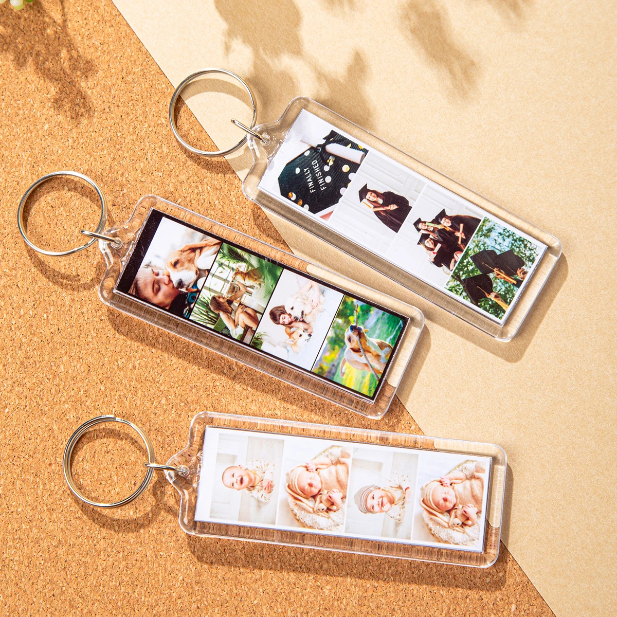 Custom 1pc/3pc/5pc Photo and Text Keychain, Photo Strip Keychain, Valentines Day Couple Gift, Custom Gift, Mother's Day Gift view 4