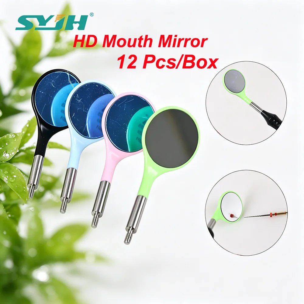 

SYJH Dental Ultra-Clear Mouth Mirror 4 Colors Waterproof Detachable Replaceable Stainless Steel Handle Dentistry Ortho Lab Tool