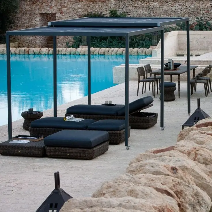 Sturdy for Household Use Leisure Pergola Equipped with Electrically Controlled Shutters Rainproof Pavilion Luxurious Gazebo