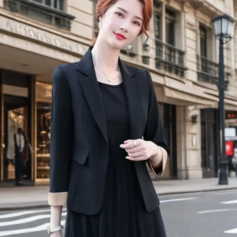 Pop Elegant Office Lady Blazers Women Clothing 2025 Fashion Long Sleeve Single Button Blazer Coats Female Top Suit Jackets Outer