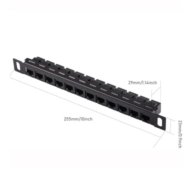 12 Port Patch Panel, Network Wire Organizer Rack Unshielded Cat5e/Cat6 Cable Network Patch Panel for Cord Management