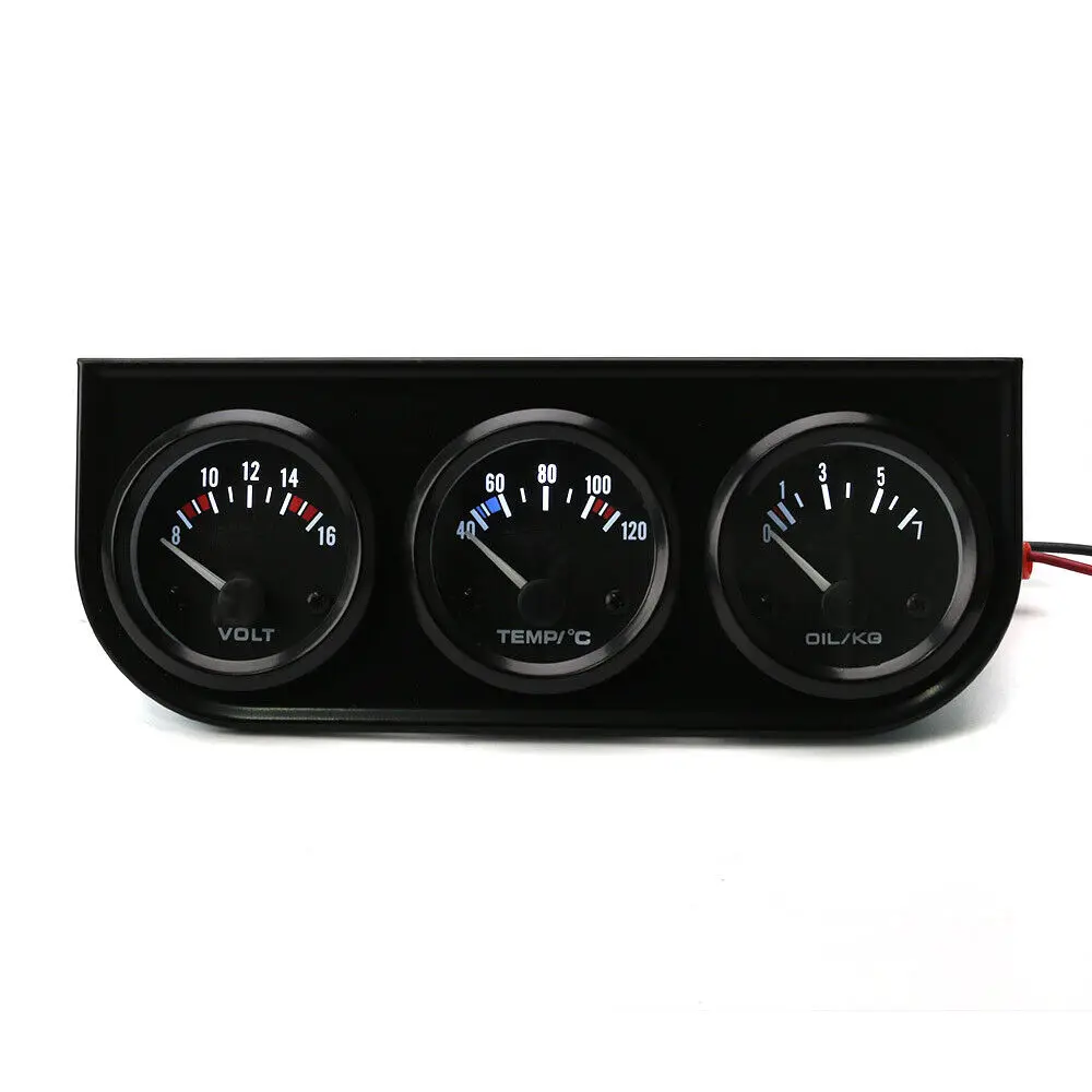 

2'' 52mm 3in1 Triple Volt Meter Water Temperature Oil Pressure Gauge Meter Kit