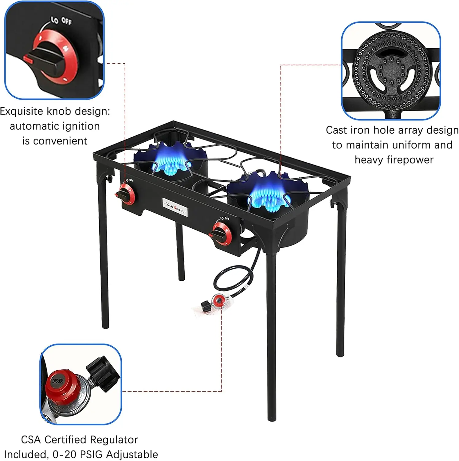 Пропан Газ 20 PSIG Регулятор высокого давления Открытый Кемпинг Табор Сад Барбекю Гриль Печь Пальник