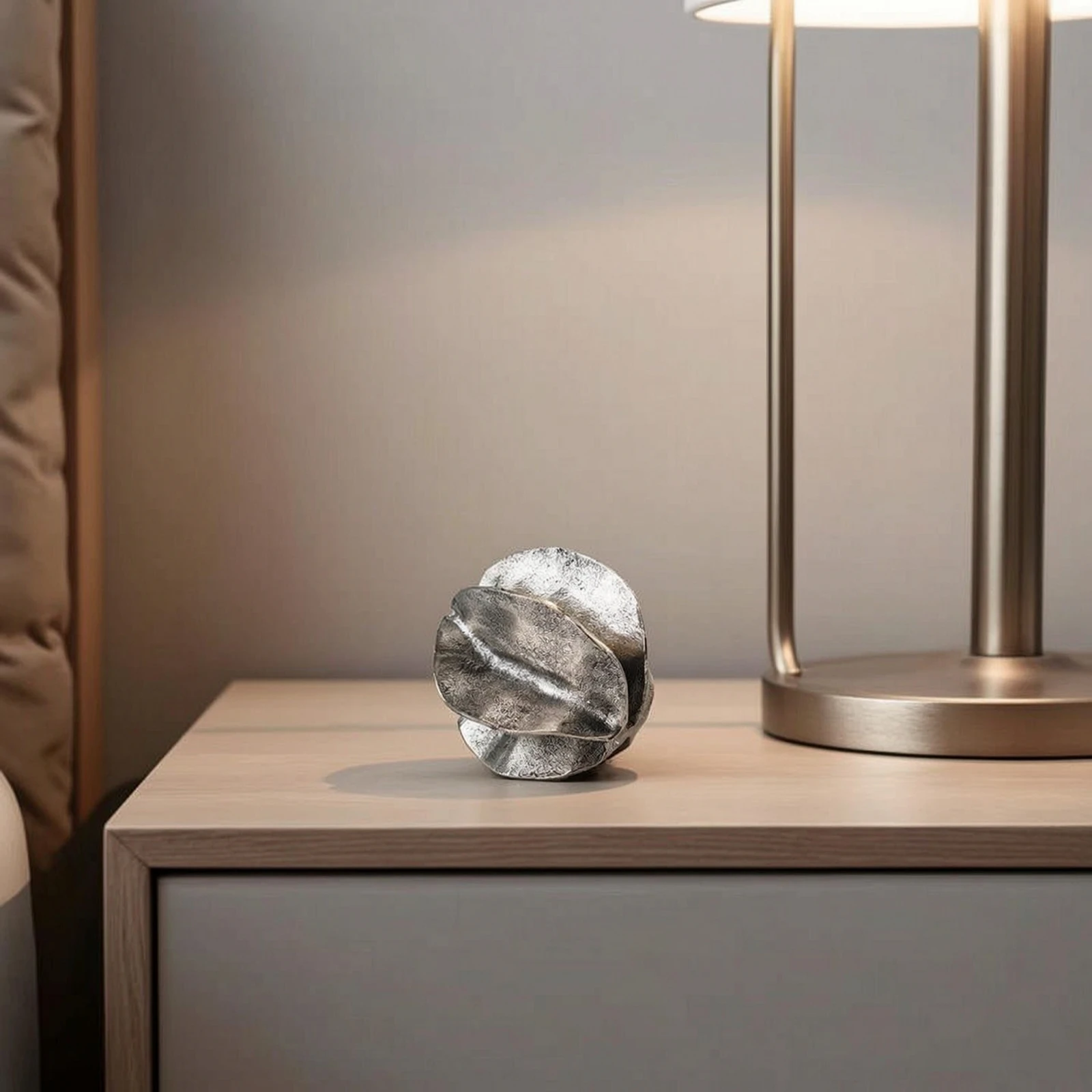 Aluminum Tray with Fluted Base Sculptural Metal Pedestal Tray Decorative Aluminum Bowl Modern Decor Minimalist