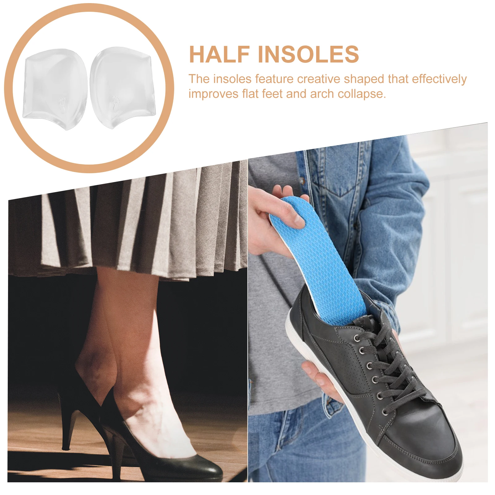 

1 Pair Replaceable Arch Supports Inserts Portable Gel Foot Support Comfortable Insole Breathable Flatfoot Relief Outdoor