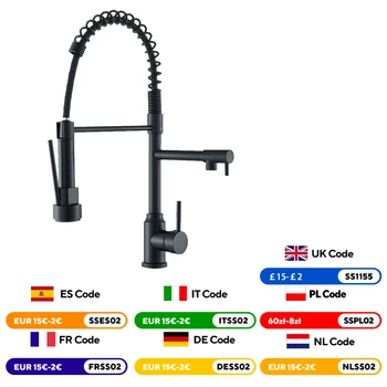 Black Kitchen Sink Faucet Pull Down Hot and Cold Water Mixer...