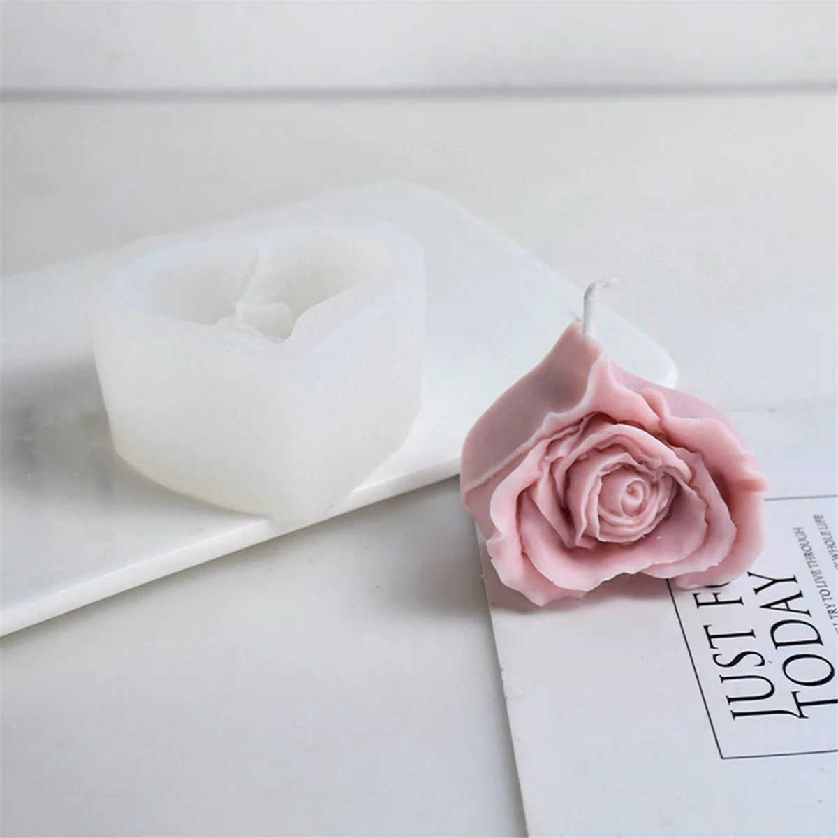 Rose Heart Candle Silicone Mold DIY Flowers Shaped Candle Making Soap Resin Mold Craft Valentine'S Gifts for Girlfriend