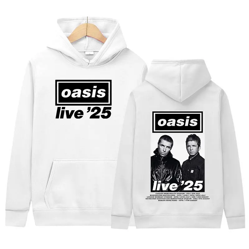 British O-Oasis Live 25 Tour Hoodie Men's Hip Hop Fashion Pullover Sweatshirt Unisex Vintage O-Neck Oversized Hoodies Streetwear