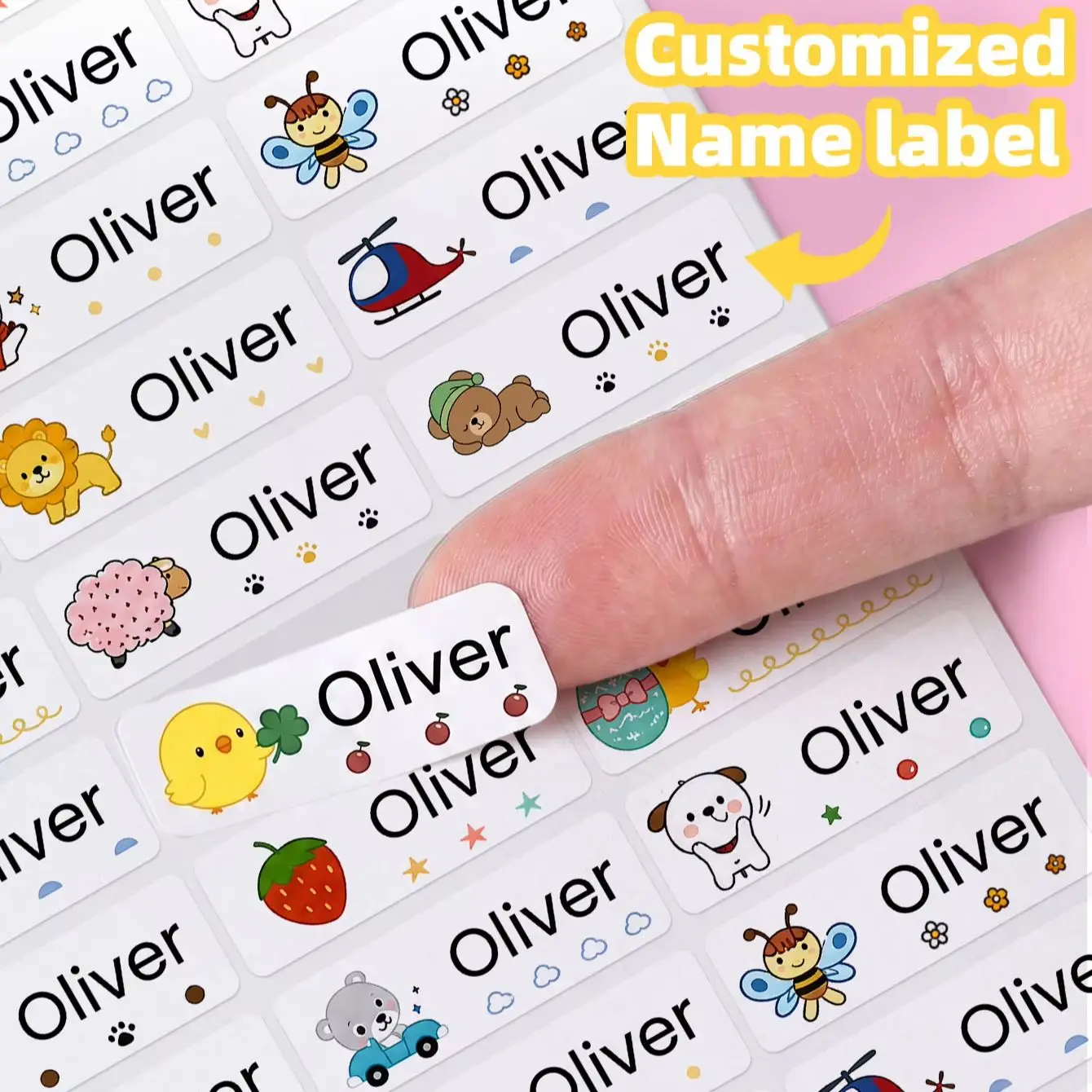 1-300PCS Waterproof Custom Name Stickers with Personalized Text for Pouch Bags,Art Supplies Boxes,Lunch Totes & Candy Containers