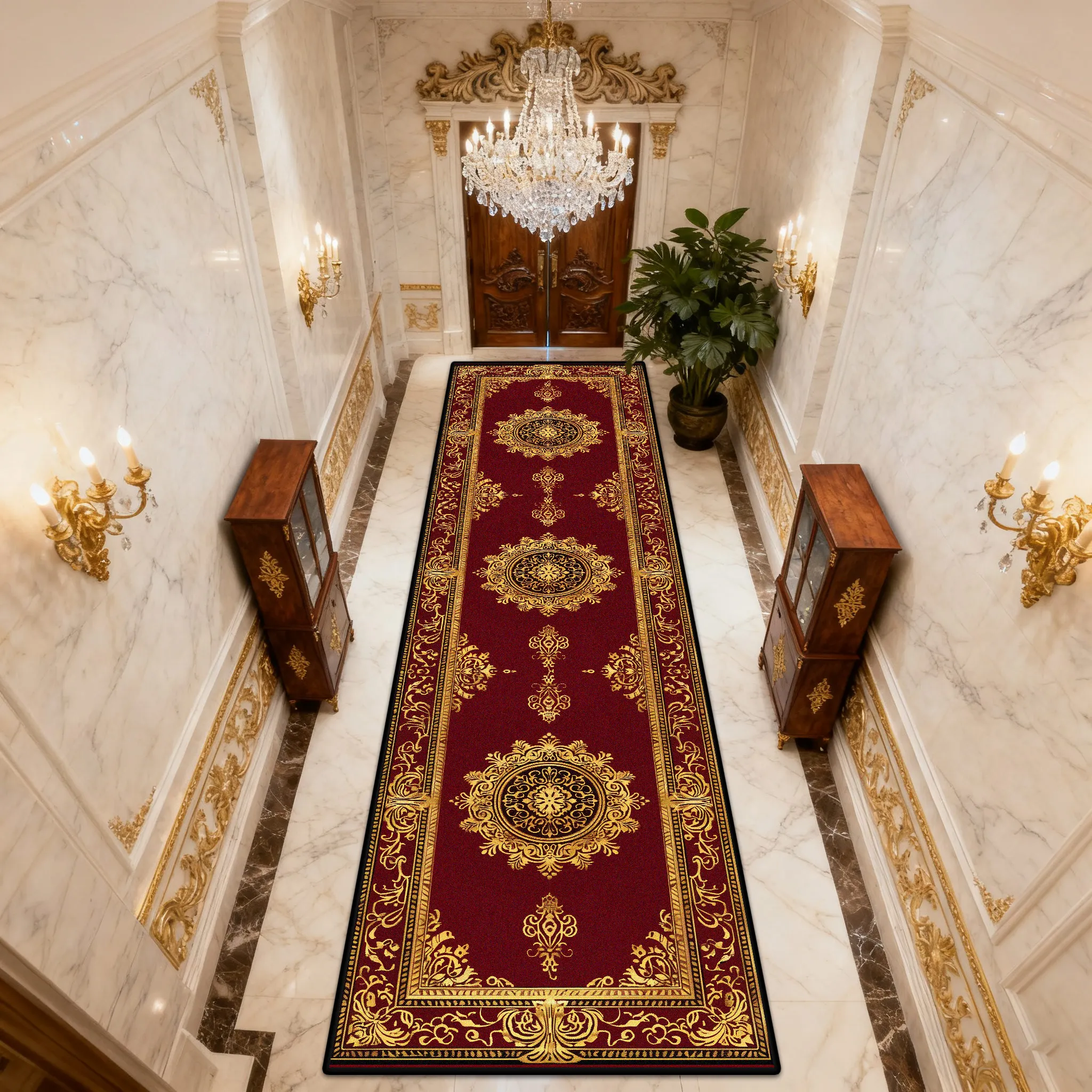 European Luxury Long Runner Carpets Hotel Hallway Entryway Non-slip Rug Home Stair Corridor Rugs Outdoor Actives Custom Mats