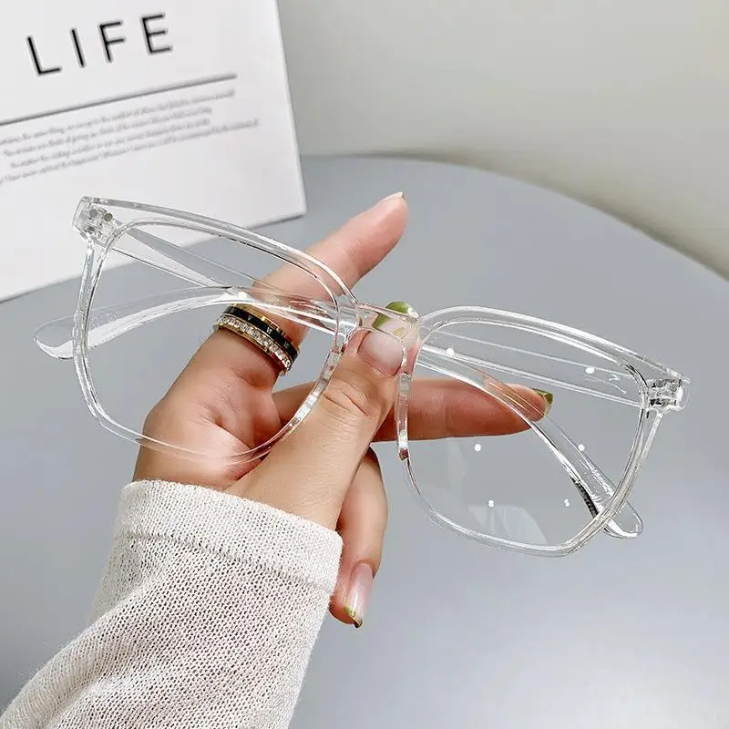 Anti Blue Light Transparent Computer Glasses For Women Men Retro Big Frame Square Blocking Optical Eyeglasses Office Accessory