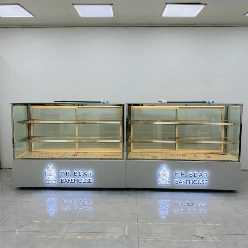 Customize.Commercial Right-Angle Refrigerated Bakery Display with Cooling System Cooked Food Vending Stand Display Cabinet
