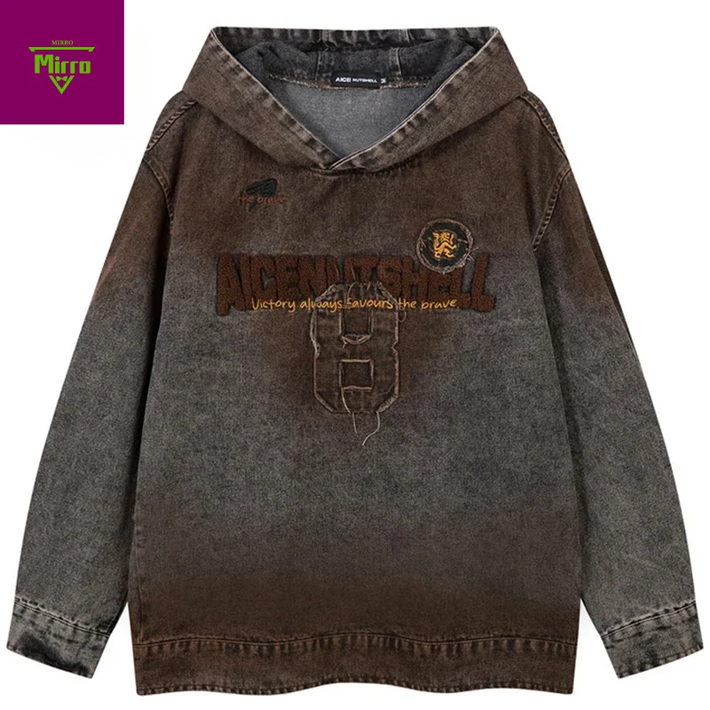 

Мужские винтажные толстовки, уличная одежда, Harajuku, хип-хоп, большие толстовки, повседневные свободные джинсовые толстовки, кофты