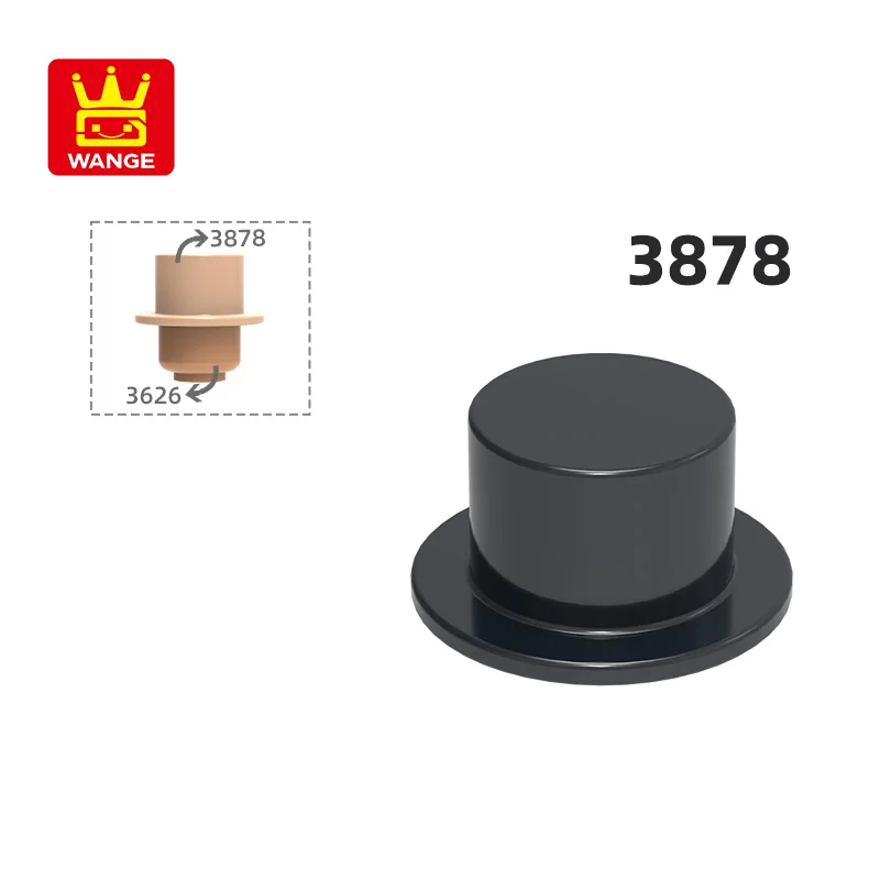 WANGE 3878 100g/166PCS Gentlemen's Hat Building Block Moc Color High Hat Accessories Compatible withBrick DIY Children Toy Gift