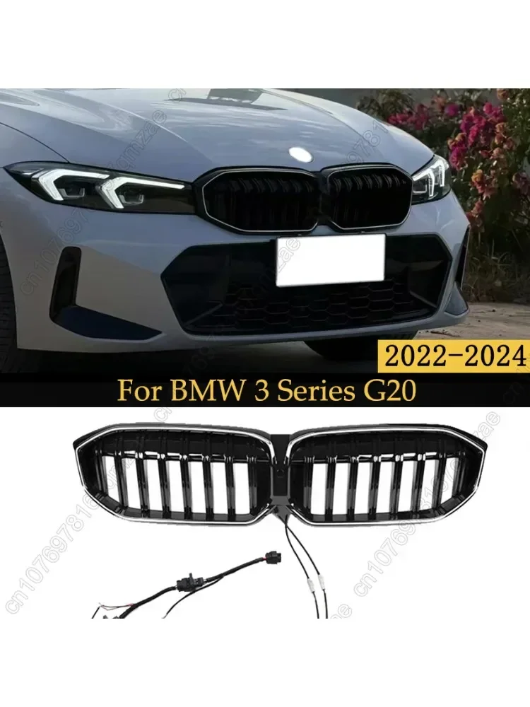 Led Licht Enkele Lijn Dubbele Lijn Voor Bmw G20 G21 G28 325 2019-2022 Auto Voorbumper Kap Nier grill Racing Roosters Raster Met - afbeelding 2