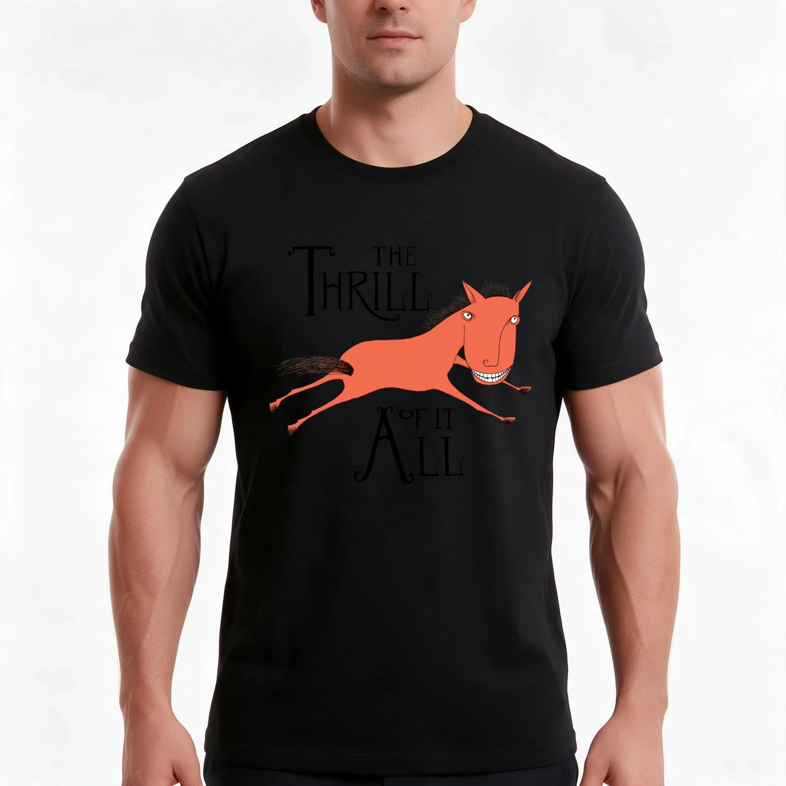 The Thrill of it All Horse T-Shirt Summer Casual Cotton Tee Oversized Streetwear Tops Vintage Graphic Print Unisex Men Women