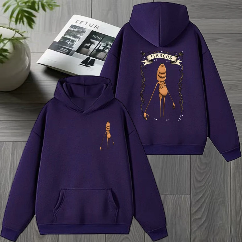 2025 جديد في harajuku marcus الدودة مزدوجة الوجهين طباعة هوديس الرجال النساء مضحك بلوزة من الصوف للجنسين بلوفرات شتوية غير رسمية