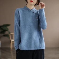 Vintage Loose All-match T Shirts Spring Autumn New Solid All-match Long Sleeve Casual Tops Tees Fashion Harajuku Women Clothing