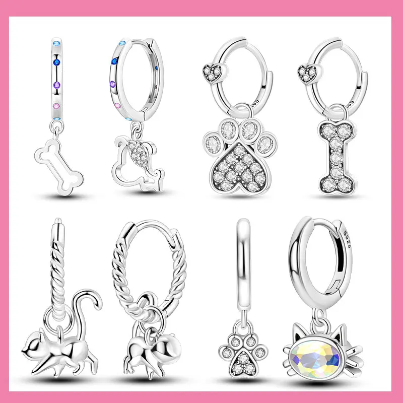 

Совершенно новые серьги из стерлингового серебра 925 пробы S925, медовые пчелы, кошки, собаки, циркониевые серьги и серьги, простые ювелирные изделия, подарок на вечеринку для женщин и девочек