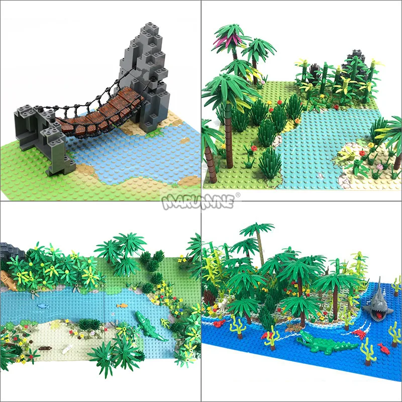 Marumine 32x32 Baseplate Compatible 3811 Classic MOC Bricks Parts Building Blocks Jungle Forest Ocean Base Board Accessories