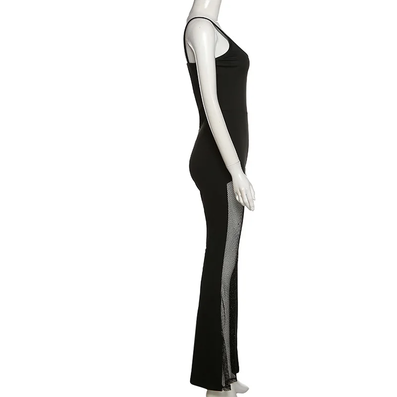 Nibber Women\'s Jumpsuit Black Sexy Suspenders U-neck Jumpsuit Fashion High-end Clothing Personality Lace Retro Flared Pants Legs