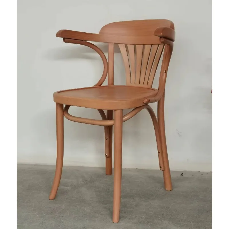 -ForModern Dining Chair Natural Wood Seat Coffee Dining Chair Solid Wood Armrest Chairs Italian Chair&