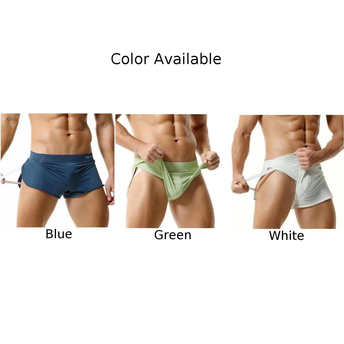 Boxers sexis de malla sedosa para hombre, pantalones cortos con abertura lateral, ropa interior cómoda para hombre, bragas elásticas de tiro bajo, lencería