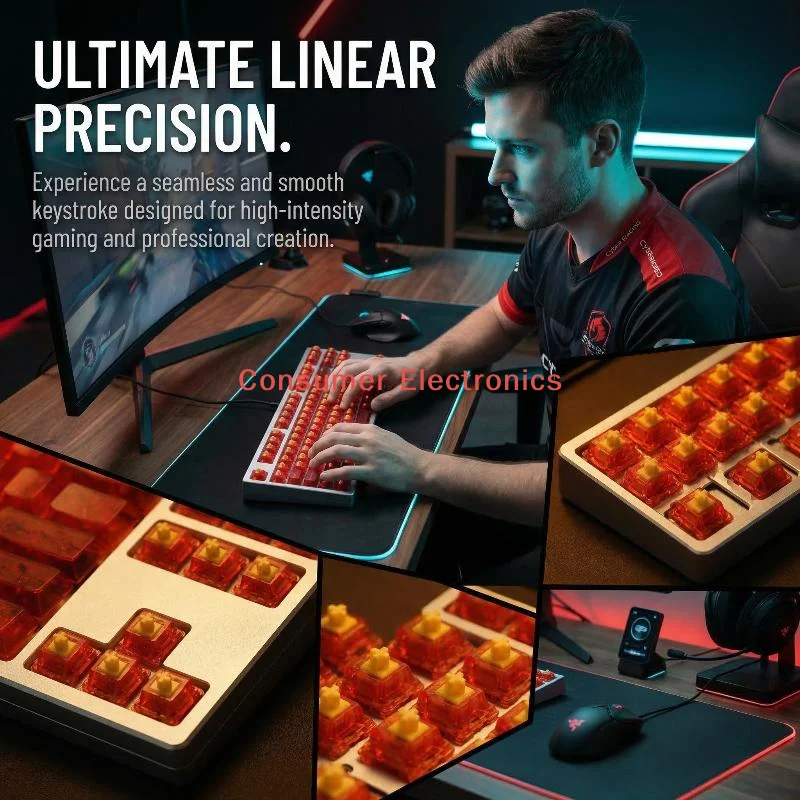 5 Peças de Switches Lineares Y2 HIFI 32g 40g 48g 53g RGB para Teclado Mecânico Gamer e de Escritório, Lubrificados, Acessórios para PC