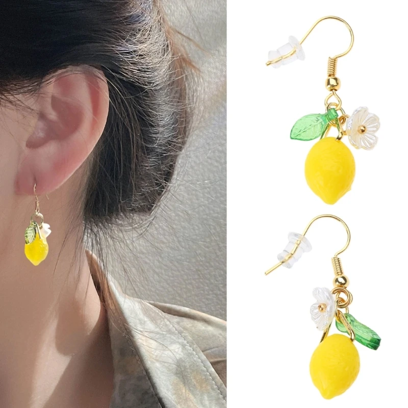 Stylish Lemon shaped Dangle Earrings Citrus Earrings Adornment Ear Hooks Dangle Ear Rings Ornament