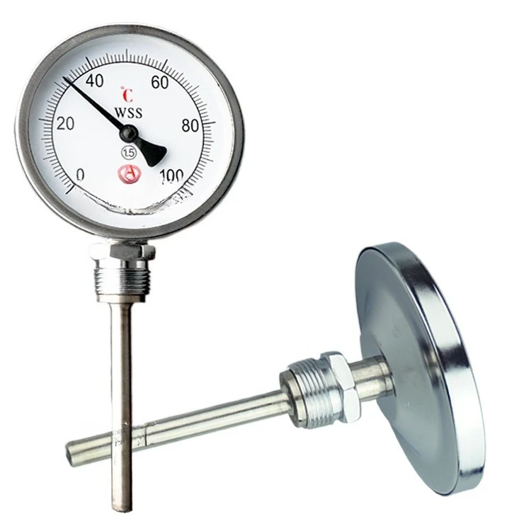 

Bimetal thermometer WSS-411 degree pointer disc industrial thermometer, stainless steel boiler