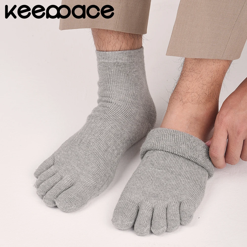 

2 Pairs Keeppace Toe Socks Wool Cotton Athletic Running Five Finger Socks Long Socks Outdoor Five Toe Socks For Trail Running
