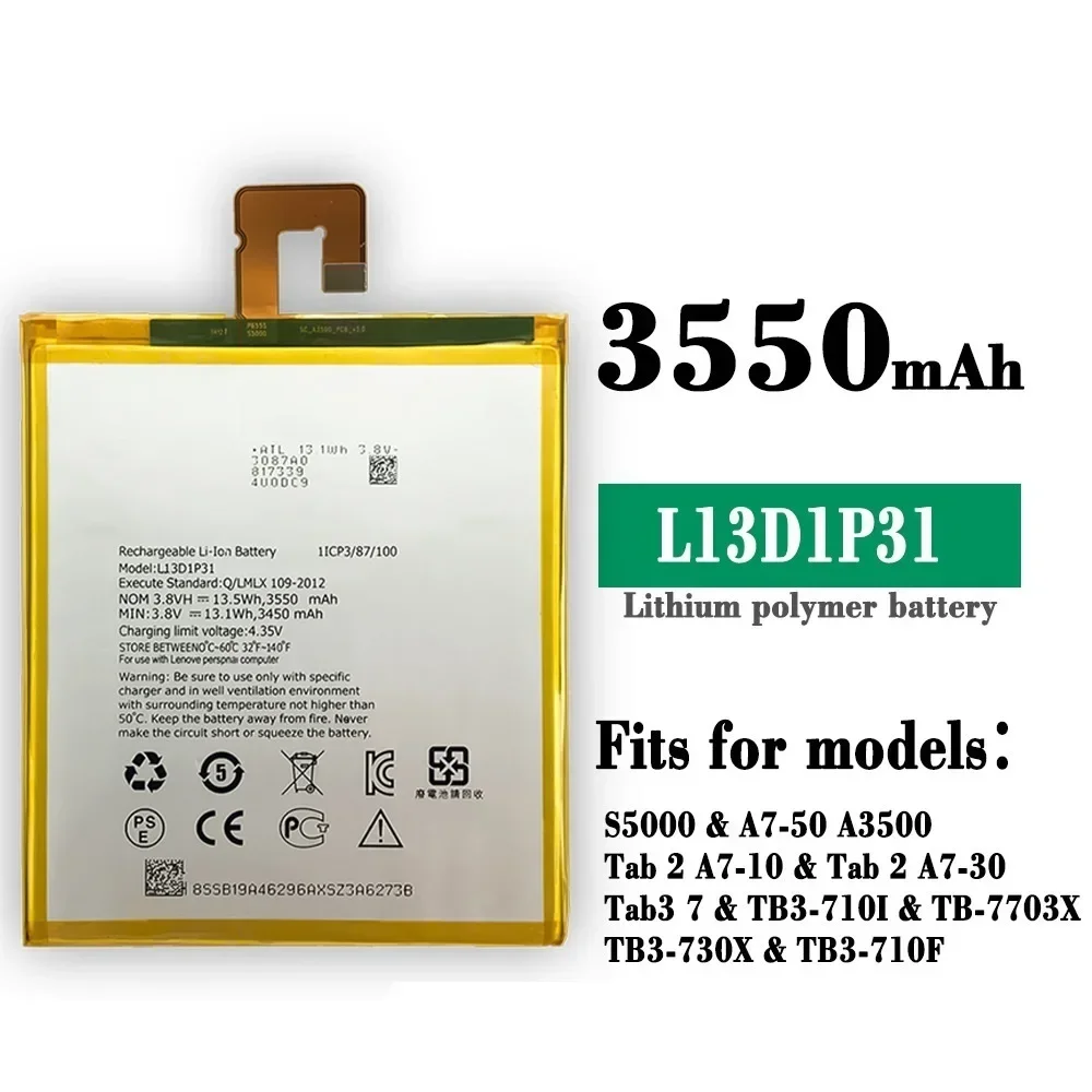  L13D1P31 Battery For Lenovo Pad A3500 S5000 S5000-H Tab3 7 TB3 710i 710F Tab 2 A7 A7-30 A7-10F A7-20F Batteries