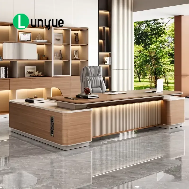 Modern Eco-friendly Durable MDF L-Shaped Executive Desk for CEO Manager Office Business Wooden Computer Workstation Furniture