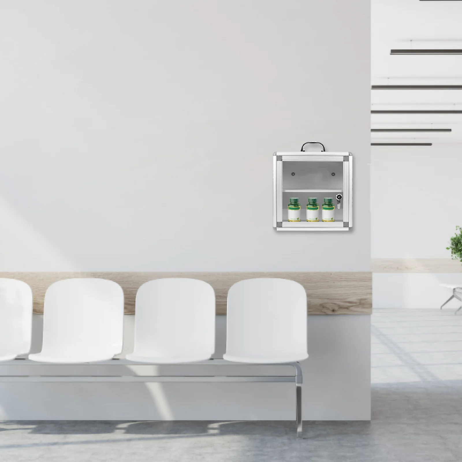 صندوق دواء مثبت على الحائط بسعة كبيرة ومقصورة مزدوجة ومنظم قوي للتخزين في حالات الطوارئ للاستخدام العام المنزلي #5