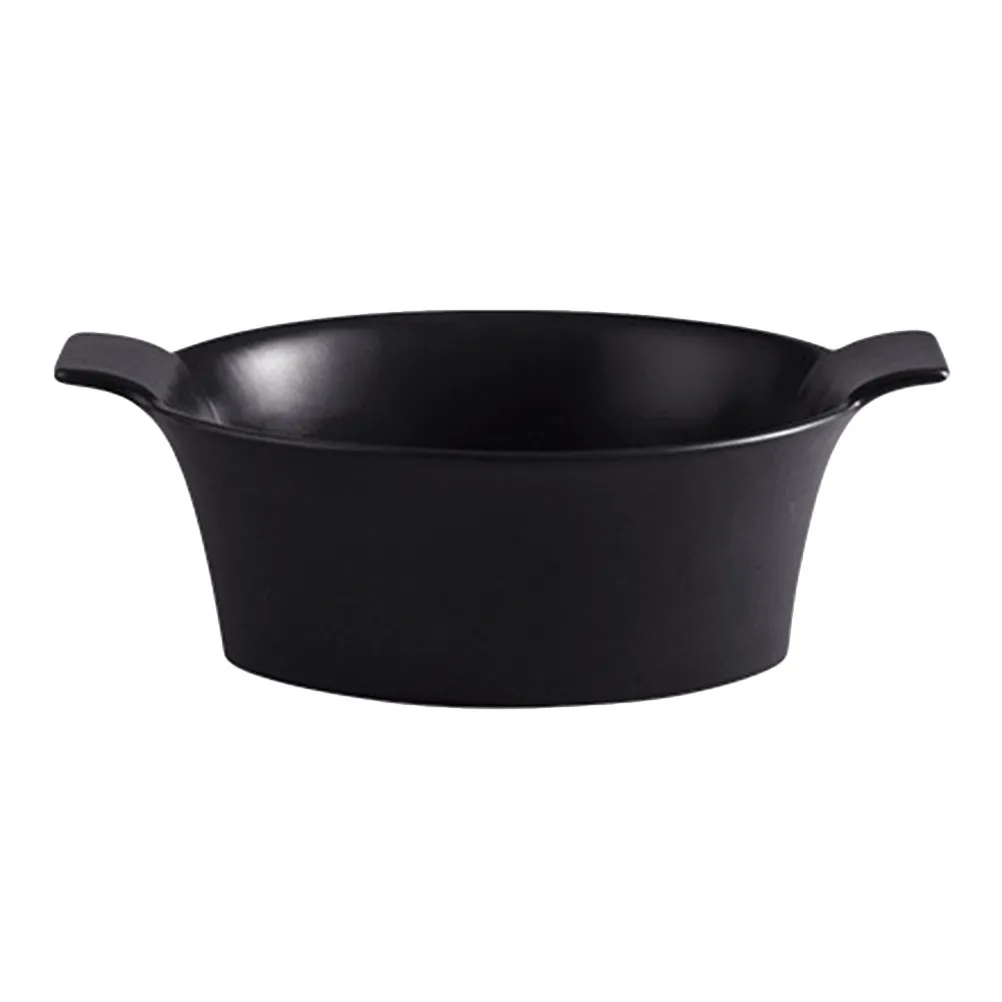 

Double Ear Soup Bowl Ceramic Lightweight Large Capacity Versatile Kitchen Serving Bowl Smooth Surface Home Tableware