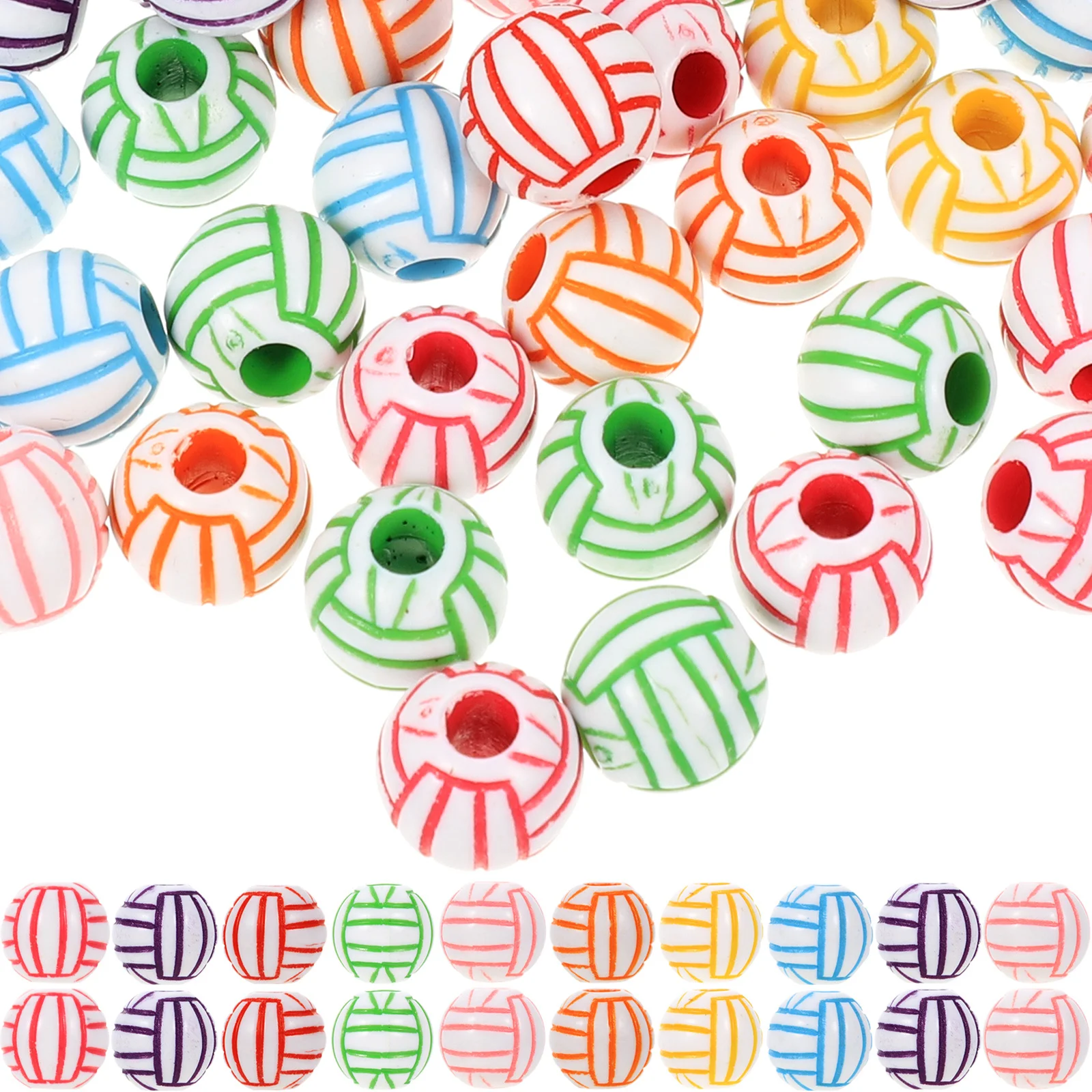 

100Pcs Acrylic Volleyball Beads DIY Jewelry Accessories Bracelet Making Necklace Materials Sports Charms Loose Beads