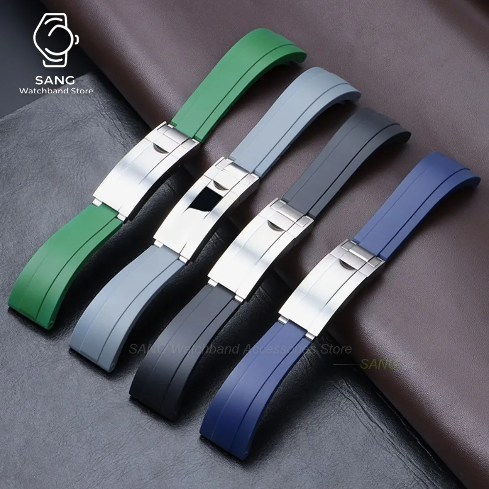 20mm Waterproof Silicone Wristband Rubber Watch Strap for Rolex for Water Ghost for GMT for Daytona Folding Buckle Bracelet Belt