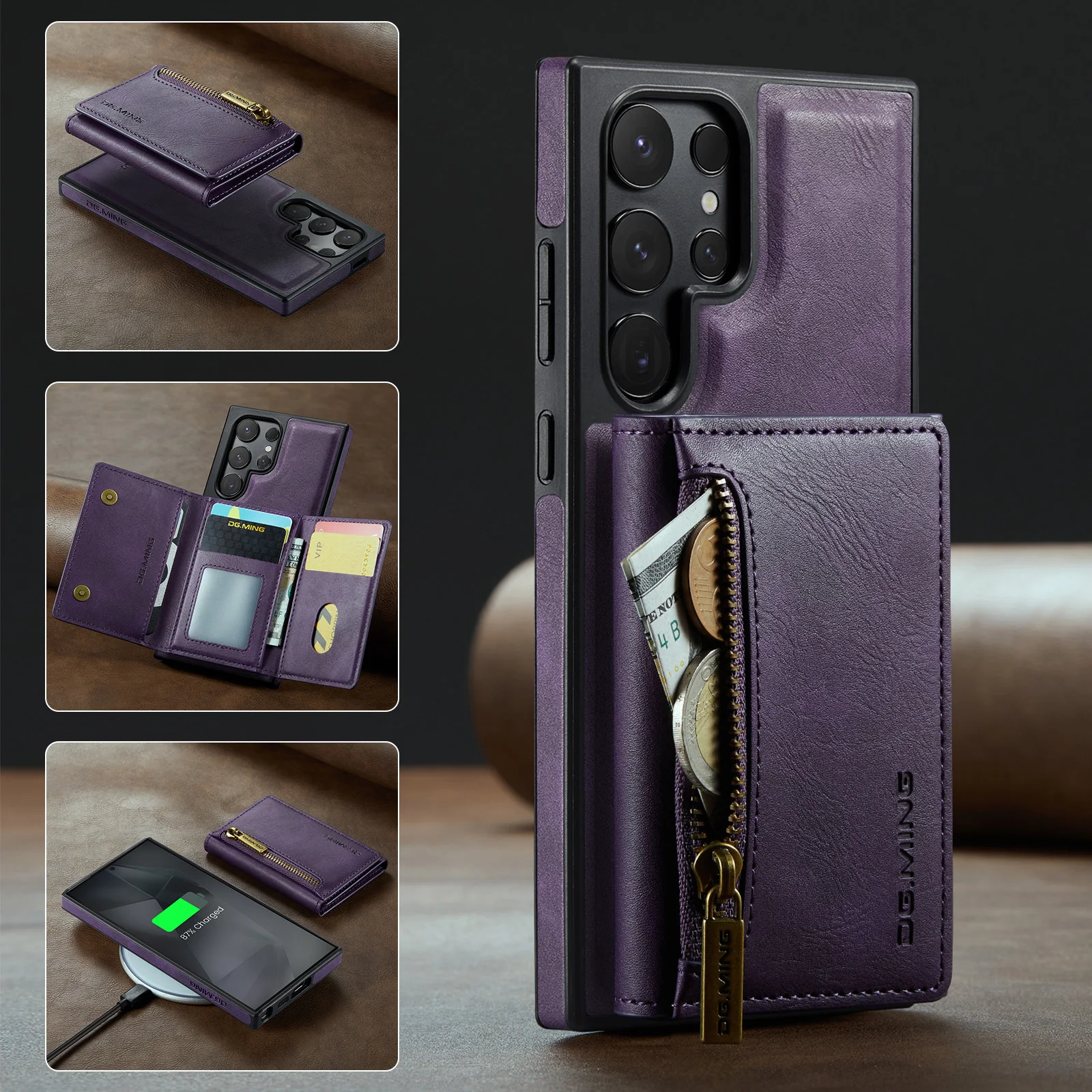 Intelligent Divide Close Magnetic Case for Samsung Galaxy S23 S22 S21 S20 S24 Plus S25 Ultra PU Leather Wallet Cover