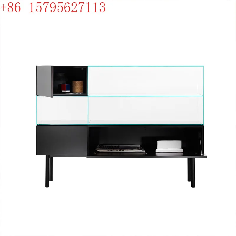 

Home entrance cabinet light luxury glass dining side storage cabinet