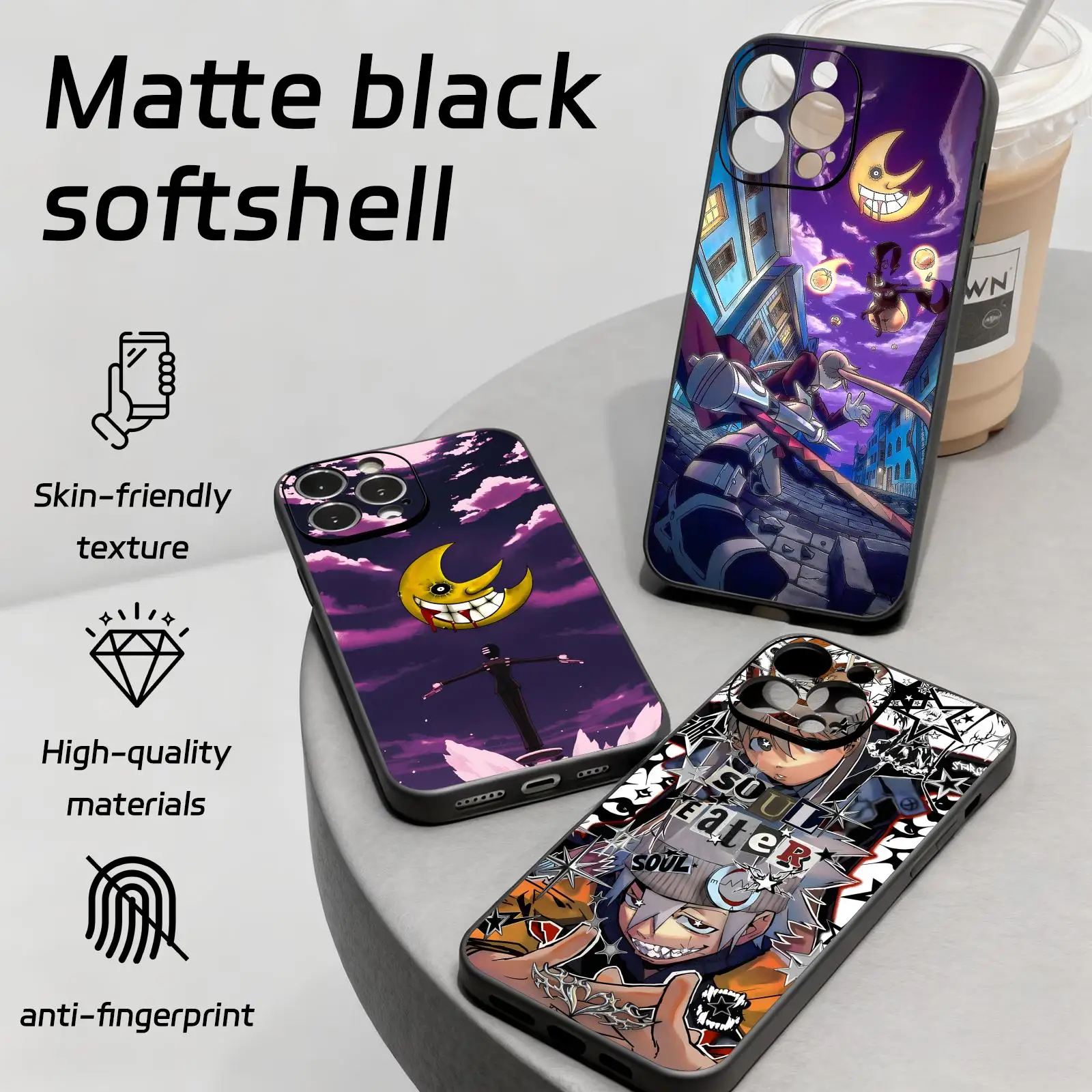 Coque de téléphone Anime SOUL EATER pour iPhone 18 17 16 15 14 13 12 11 Pro Max Mini, coque souple noire antichoc