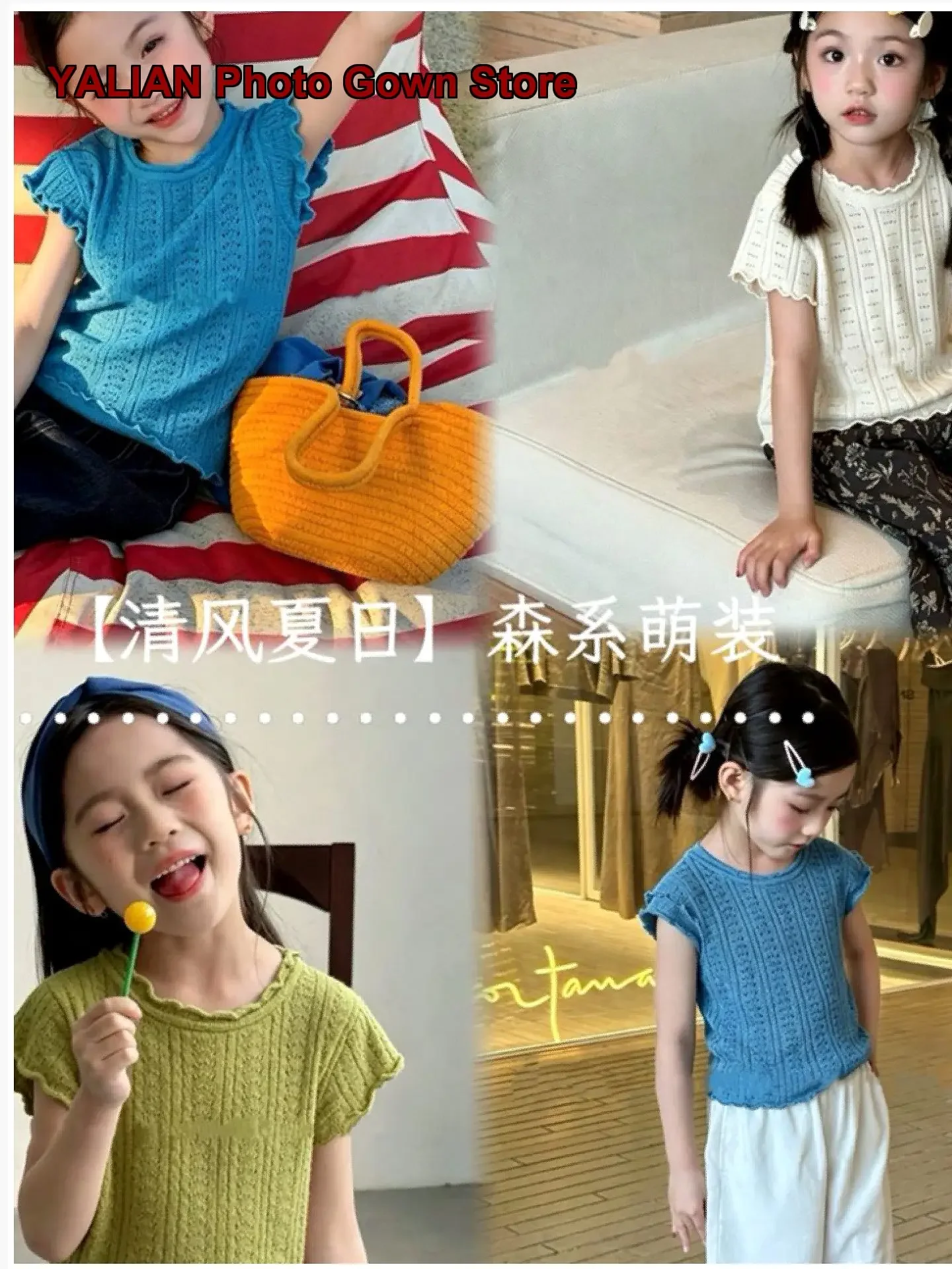 Girls Hollow Out Knit Top Baby Girl Summer Round Neck Short Sleeves T-Shirt Breathable Polka Dot