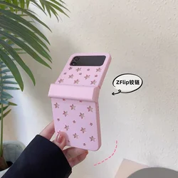 For Samsung Galaxy Z Flip 6 5 4 3 5G Fashion Cute Hollow Out Stars Hinge Protector Full Matte Skin Shockproof Back Case Cover