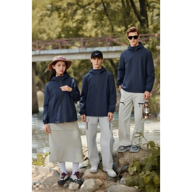 

Spring and Autumn Men's and Women's Outdoor Hoodie Jacket Lightweight Breathable Leisure Hiking Loose Breathable Zipper Coat