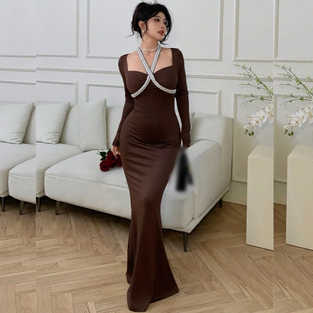 

Customized Sizes Available Jersey Trumpet Sequined Pleat Sweetheart Long Dresses Bespoke Occasion Unisex