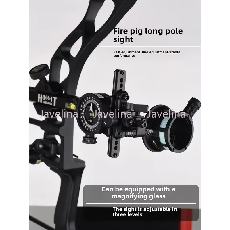 for Tommy Hogg 8x Magnification Bow Sight with Long Pole Single Pin and Fine Adjustment for Compound Archery Equipment
