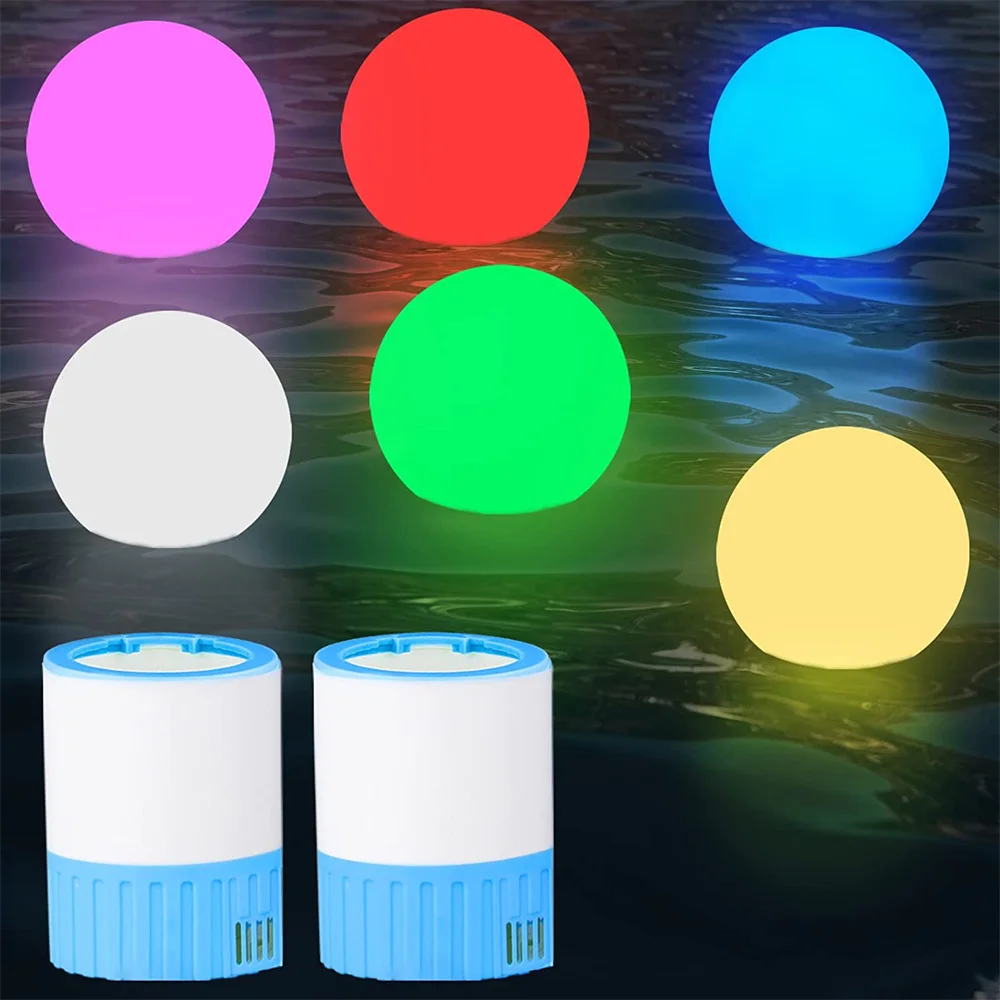 

Floating Pool Ball Lights with Chlorine Dispenser Changing RGB LED Ball Night Lamp IP67 Waterproof Garden Hot Tub Pond Lighting