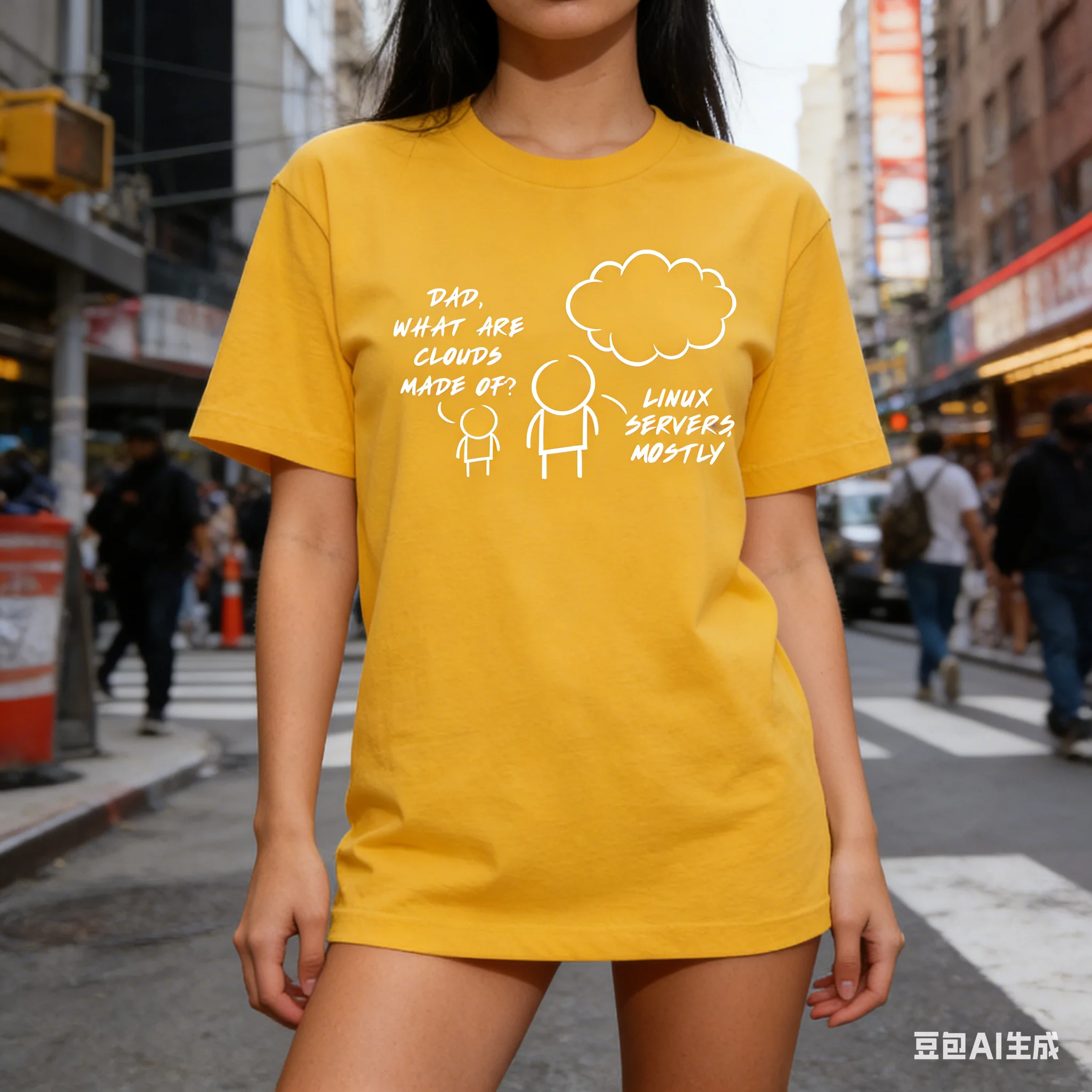 Computer Programmer Tshirt Funny Linux Servers Mostly Cloud TShirt Summer Casual O Neck Tees Oversized T Shirt Roupas Masculinas