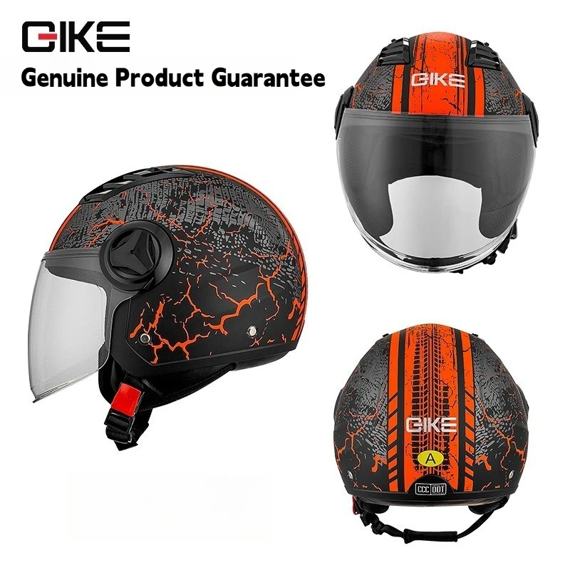 

QIKE Electric Vehicle Half Helmet for Men and Women, Stylish 3/4 Motorcycle Helmet, Warm Winter Safety Crash Helmet