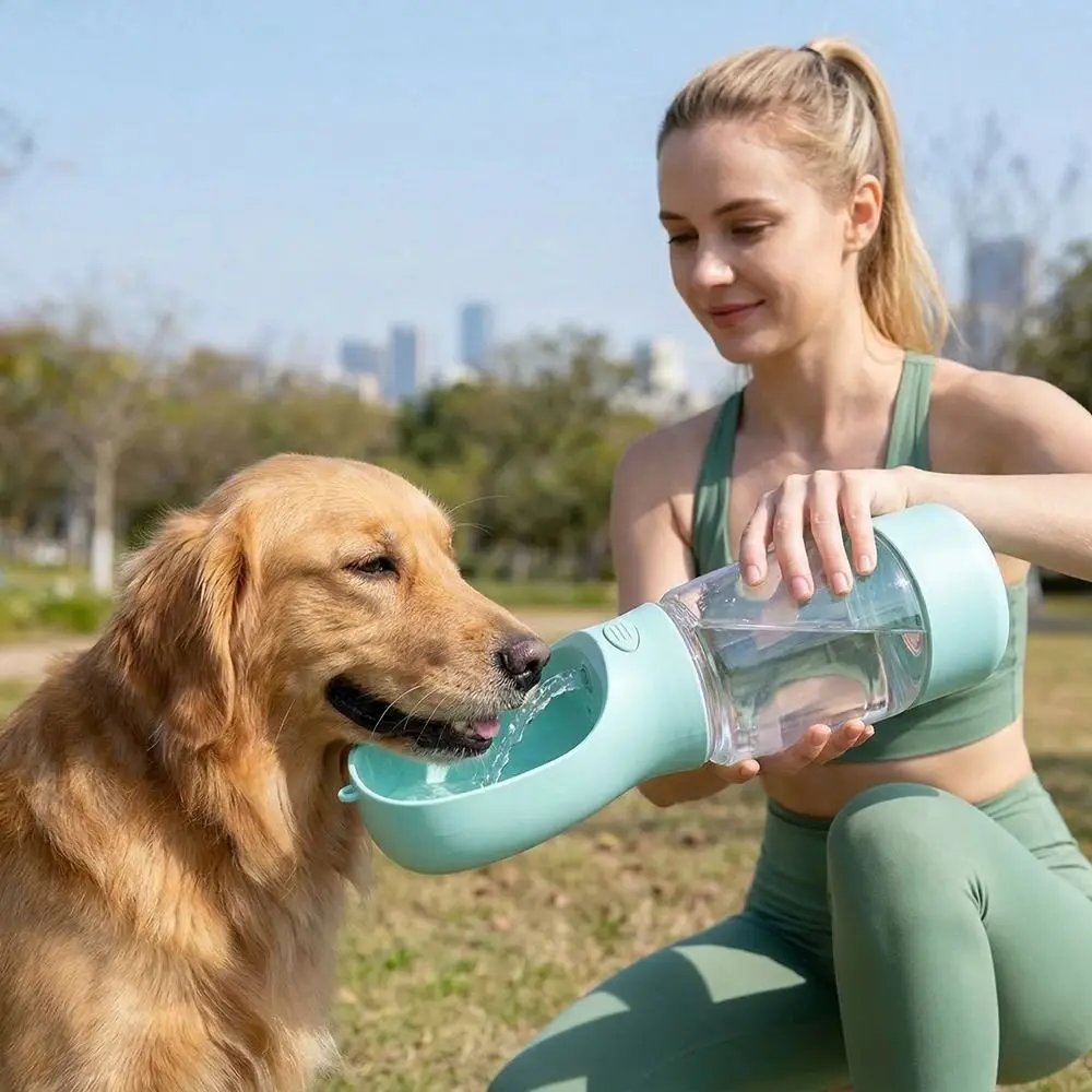 

3 in 1 Pet Outdoor Companion Cup Leak Proof Portable Dog Food Dispenser Plastic Dog Water Bottle Outdoor Activities